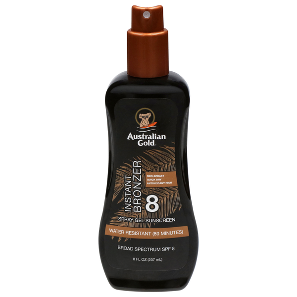 Australian Gold Spray Gel Sunscreen SPF 8 with Instant Bronzer