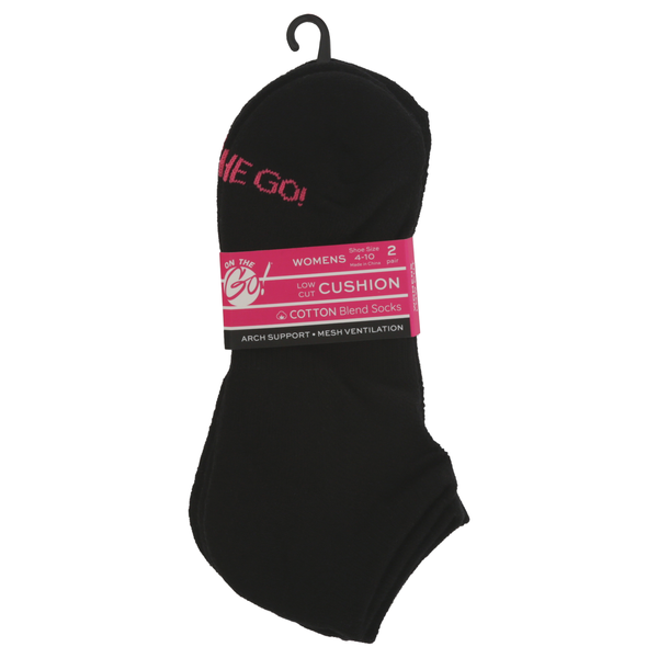 On the Go! Womens Low Cut Cotton Blend Socks Black Size 4-10
