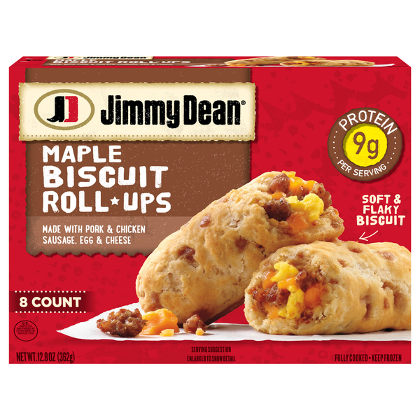 Jimmy Dean Sausage Egg Cheese Maple Biscuit Roll Ups - 8 ct