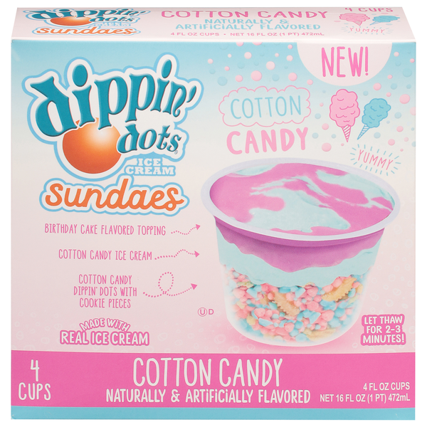 Dippin' Dots Cotton Candy Ice Cream Sundaes - 4 ct