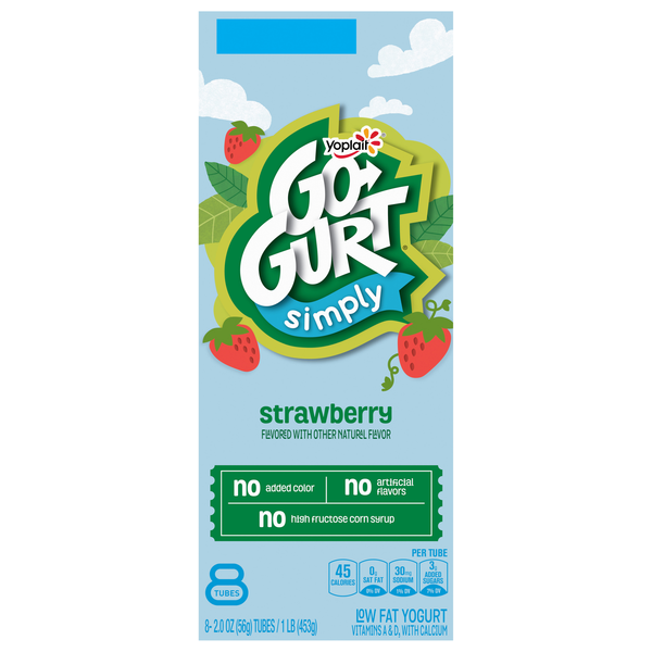 Yoplait Go-GURT Simply Low Fat Strawberry Yogurt Tubes - 8 ct