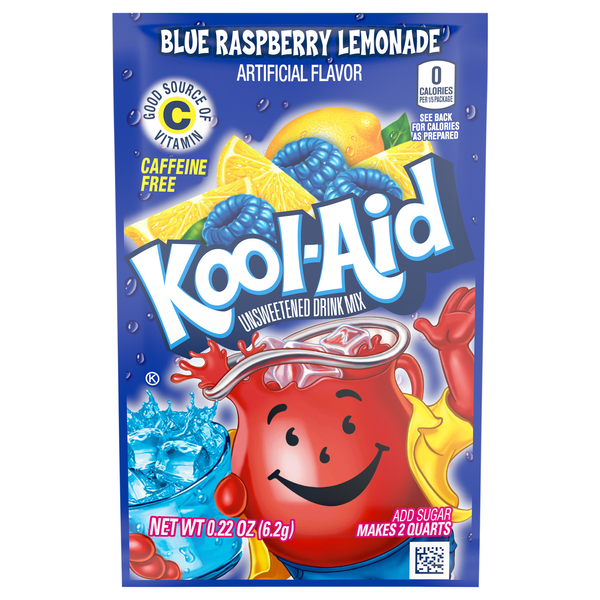 Kool-Aid Drink Mix Blue Raspberry Lemonade Unsweetened - Makes 2 Quarts