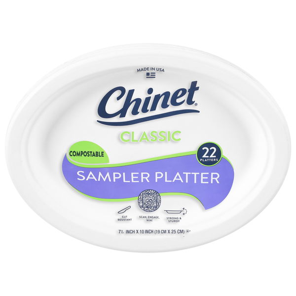 Chinet Classic Compostable Sampler Platters 7 1/2 x 10 Inch