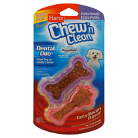 Hartz Chew 'n Clean Dental Duo Bacon Flavor Extra Small Dog Toy + Treat