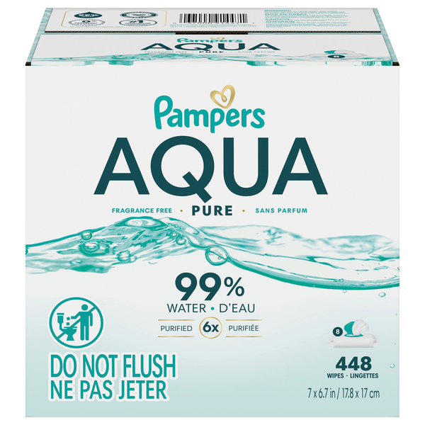 Pampers Aqua Pure Fragrance Free Baby Wipes - 8 pk