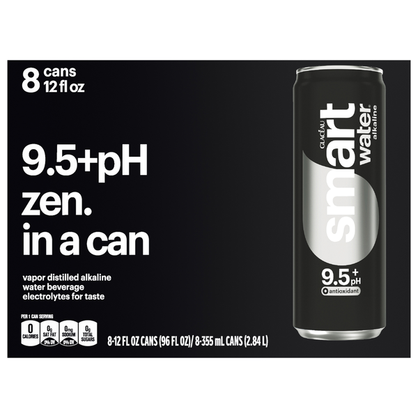 smartwater Vapor Distilled Ionized Water Alkaline 9.5+pH - 8 pk
