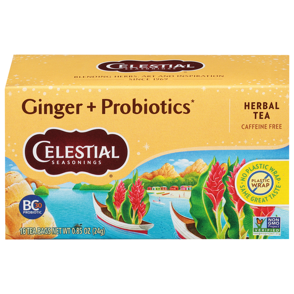 Celestial Seasonings Caffeine Free Ginger + Probiotics Herbal Tea Bags