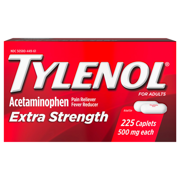 Tylenol Extra Strength Acetaminophen Pain Relief 500 mg Caplets