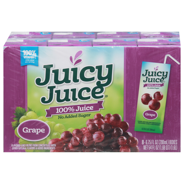 Juicy Juice No Added Sugar 100% Grape Juice Boxes - 8 pk