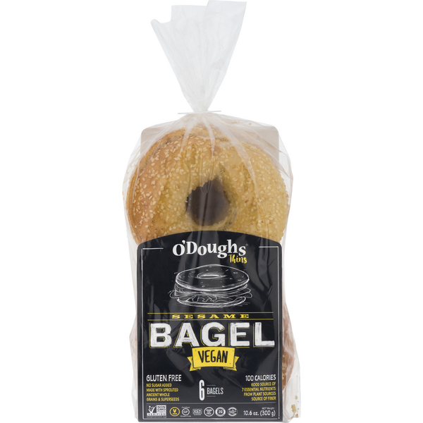 O'Doughs Thins Gluten Free Vegan Sesame Bagels - 6 ct