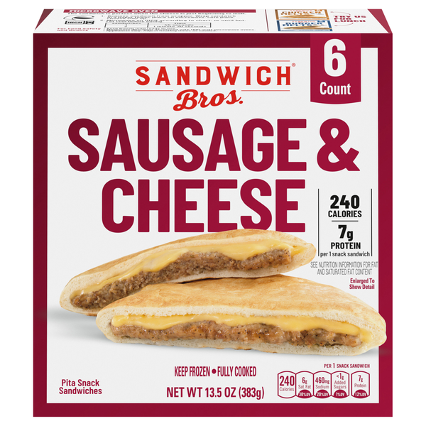 Sandwich Bros. Sausage & Cheese Pita Snack Sandwiches - 6 ct Frozen
