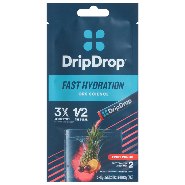 DripDrop Fast Hydration Fruit Punch Electrolyte Drink Mix - 2 ct