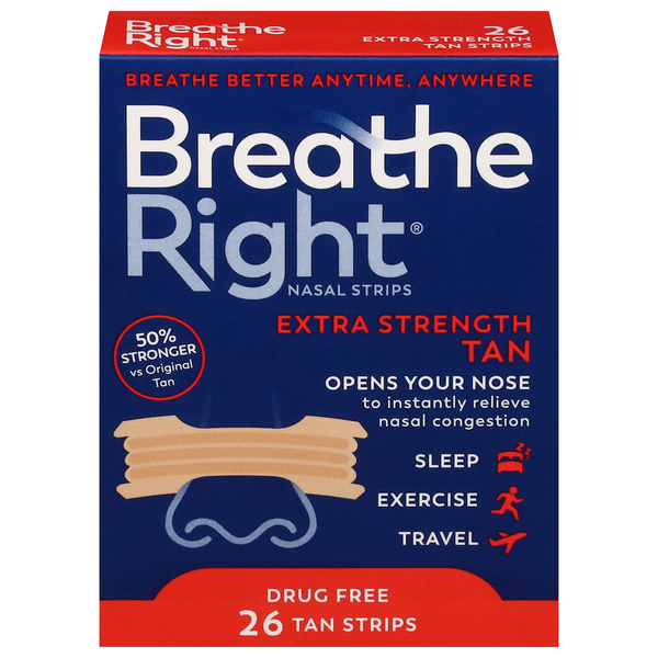 Breathe Right Nasal Strips Extra Strength Tan