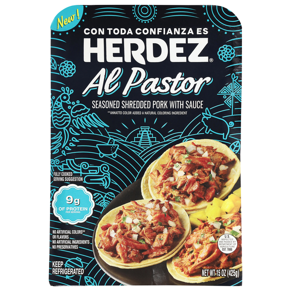 Herdez Al Pastor Seasoned Shredded Pork with Sauce Refrigerated