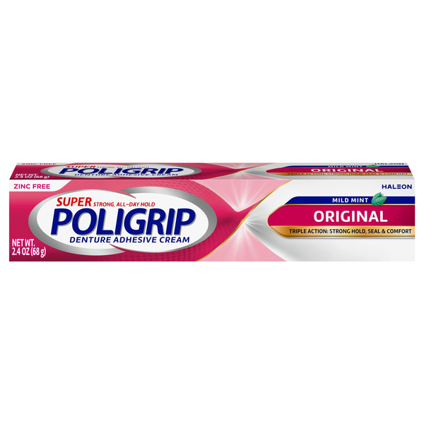 Super PoliGrip Zinc Free Original Mild Mint Denture Adhesive Cream