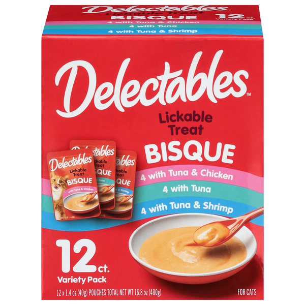 Delectables Bisque Variety Pack Lickable Cat Treat - 12 ct