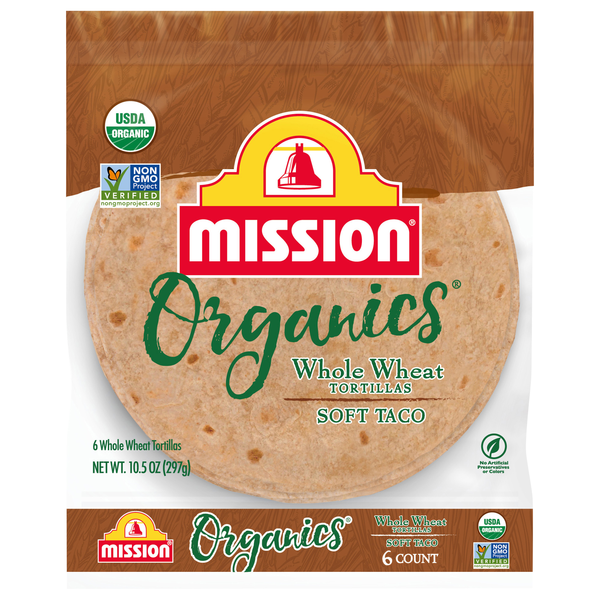 Mission Organics Soft Taco Whole Wheat Tortillas - 6 ct
