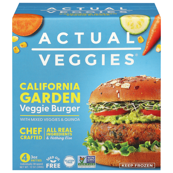 Actual Veggies California Garden Veggie Burger with Quinoa - 4 ct Frozen