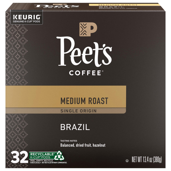 Peet's Brazil Medium Roast K-Cup Coffee Pods