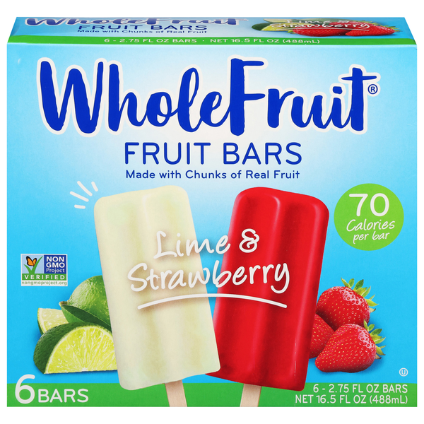 Whole Fruit Lime & Strawberry Fruit Bars - 6 ct