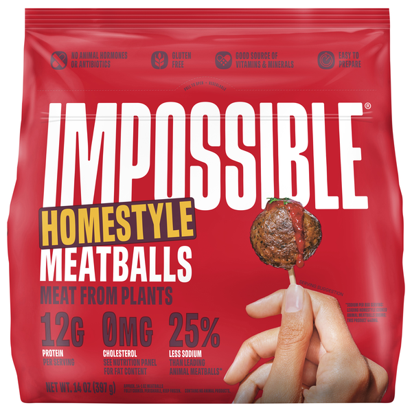 Impossible Made From Plants Gluten Free Homestyle Meatballs - apx 14 ct