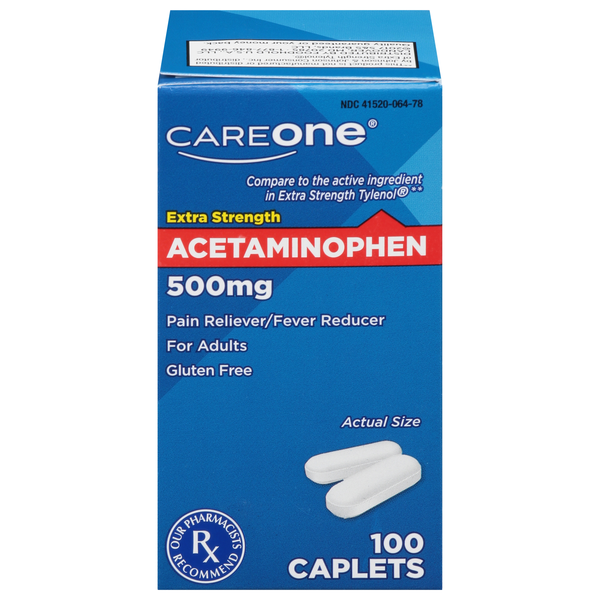 CareOne Extra Strength Pain Relief Acetaminophen 500 mg Caplets