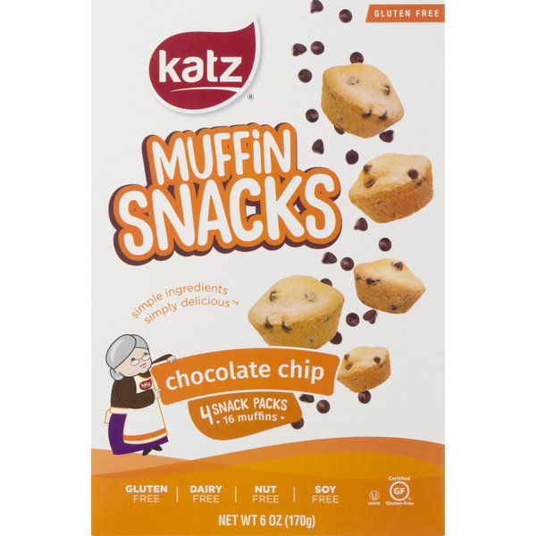 Katz Gluten Free Chocolate Chip Muffin Snacks - 4 ct Frozen