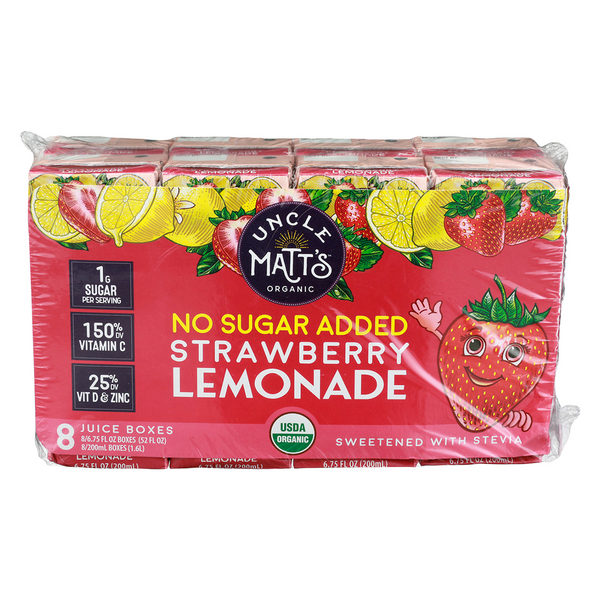 Uncle Matt's Organic No Sugar Added Strawberry Lemonade Juice Boxes - 8 pk