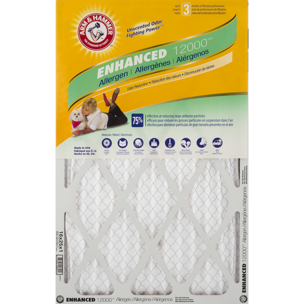 Arm & Hammer Enhanced 12000 Allergen Air Filter 16x25x1