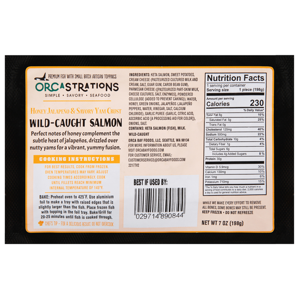 Orcastrations Honey Jalapeno & Savory Yam Crush Wild Caught Salmon