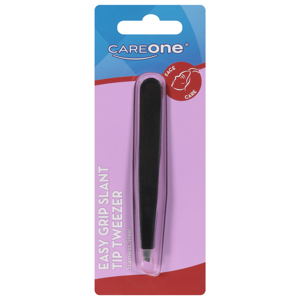 CareOne Easy Grip Stainless Steel Slant Tip Tweezer