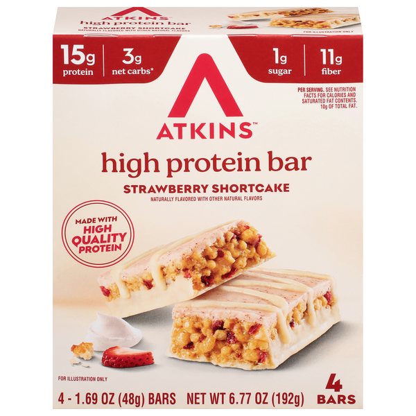 Atkins High Protein Strawberry Shortcake Granola Bar - 4 ct