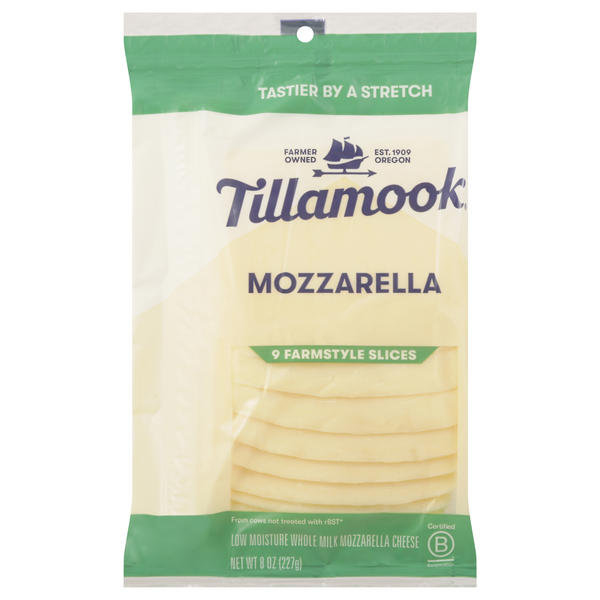 Tillamook Whole Milk Farmstyle Mozzarella Cheese Slices - 9 ct