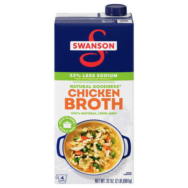 Swanson 100% Natural Goodness 33% Less Sodium Chicken Broth