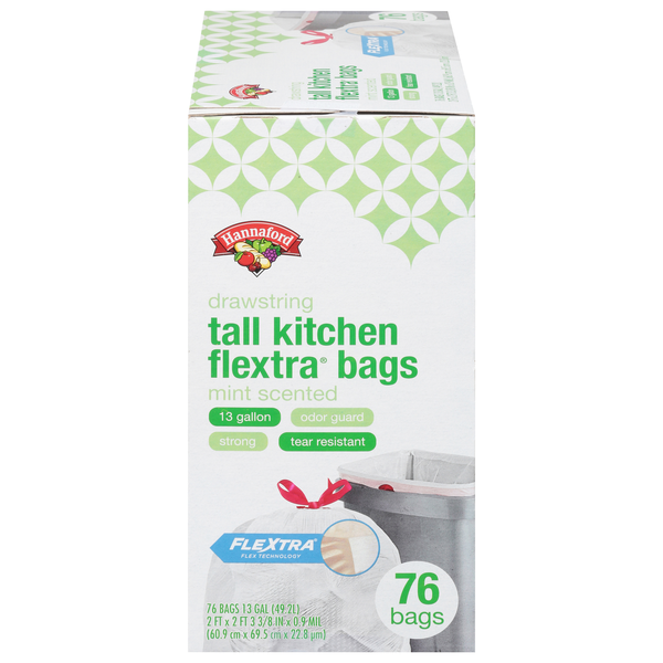 Hannaford Flextra Mint Scent Tall Kitchen Drawstring Bags 13 Gallon
