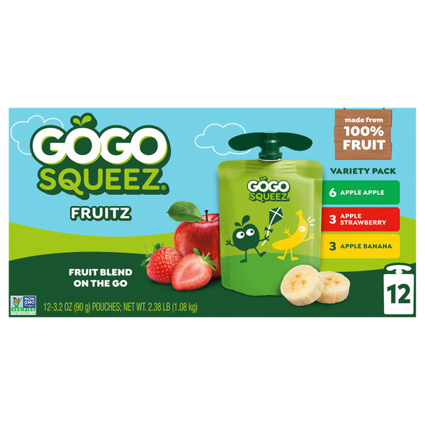 GoGo squeeZ Variety Pack Applesauce Pouches - 12 ct