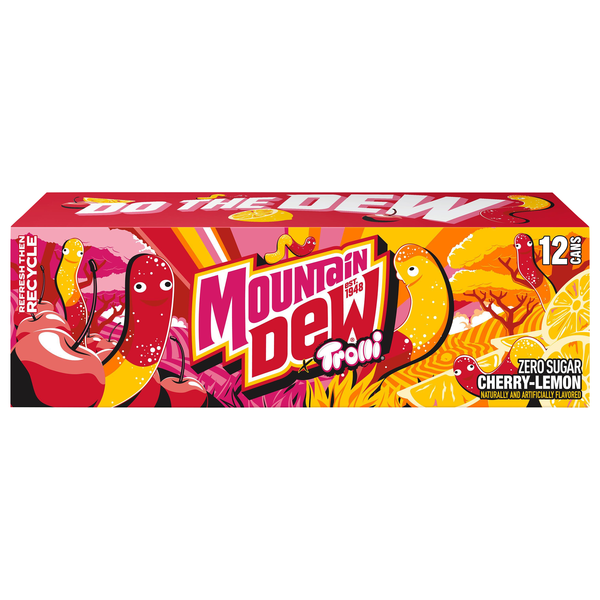 Mtn Dew X Trolli Zero Sugar Cherry Lemon Soda - 12 pk