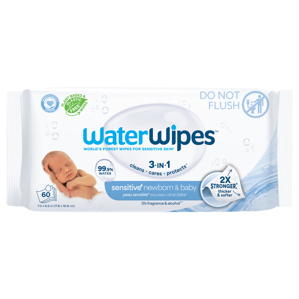 WaterWipes Sensitive+ 99.9% Water Based Newborn & Baby Wipes