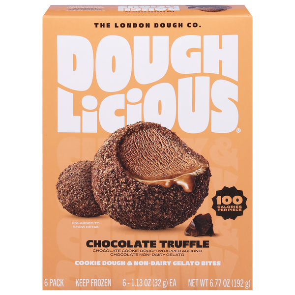 Doughlicious Non-Dairy Chocolate Truffle Cookie Dough & Gelato Bites - 6ct