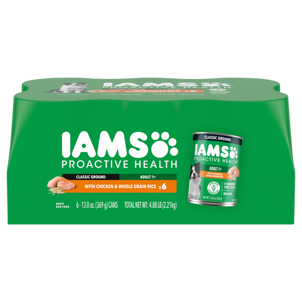 IAMS Proactive Health Classic Ground Chicken/Rice Adult Wet Dog Food 6 ct