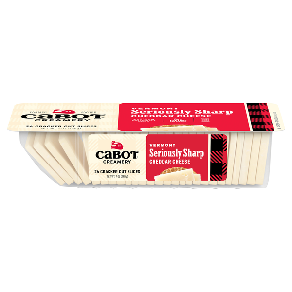 Cabot Vermont Seriously Sharp White Cheddar Cracker Cut Slices - 26 ct