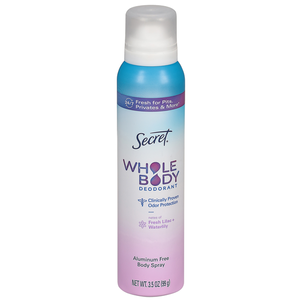 Secret Fresh Lilac + Waterlily Aluminum Free Whole Body Deodorant Spray