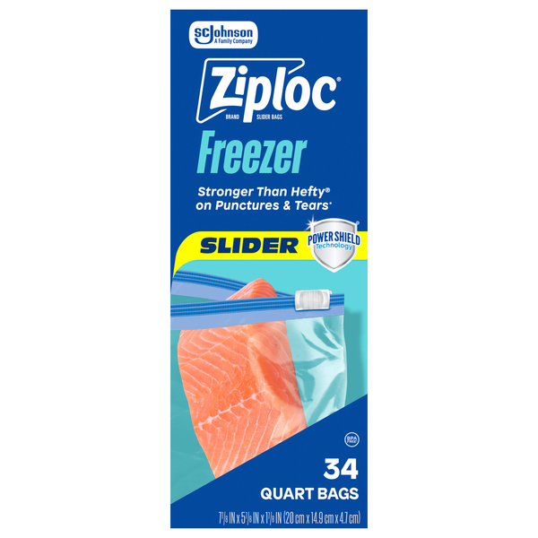 Ziploc Slider Stand & Fill Quart Freezer Bags