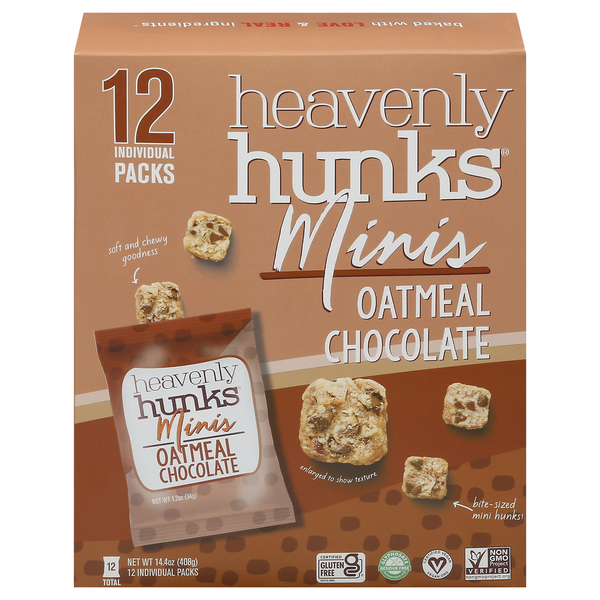 Heavenly Hunks Minis Gluten Free Oatmeal Chocolate Packs - 12 ct