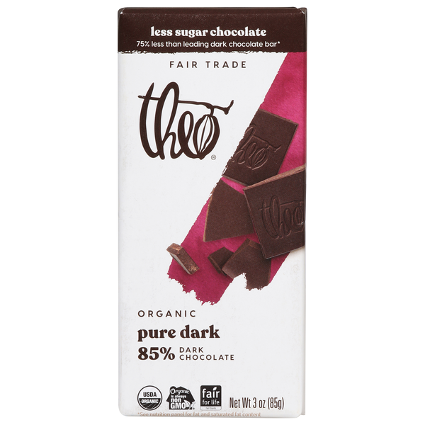 Theo Organic Pure Dark 85% Dark Chocolate Candy Bar