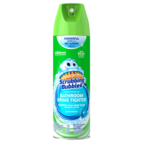Scrubbing Bubbles Bathroom Grime Fighter Rainshower Disinfectant Aerosol