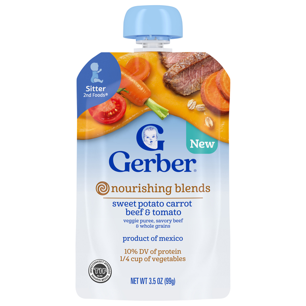 Save on Gerber Nourishing Blends Sweet Potato Carrot Beef Tomato