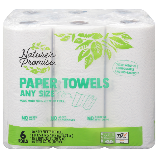 Nature's Promise Any Size White 2-Ply Paper Towels - 6 ct