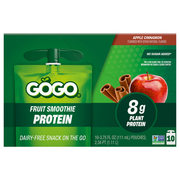 GoGo Apple Cinnamon Fruit Smoothie On The Go Pouches - 10 ct