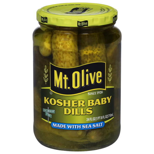 Mt. Olive Kosher Baby Dill Pickles with Sea Salt